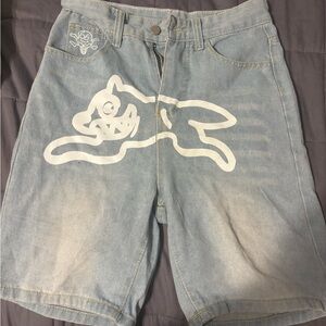 Billionaire Boys Club Light Blue Jean Shorts with White Graphic